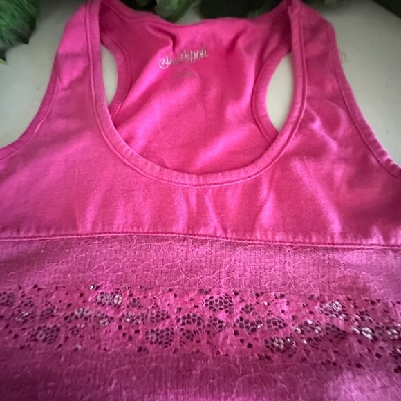 Southpole Womens Pink Sleeveless Racerback Tank Top With Lace & Sequins Accents - Picture 5 of 7